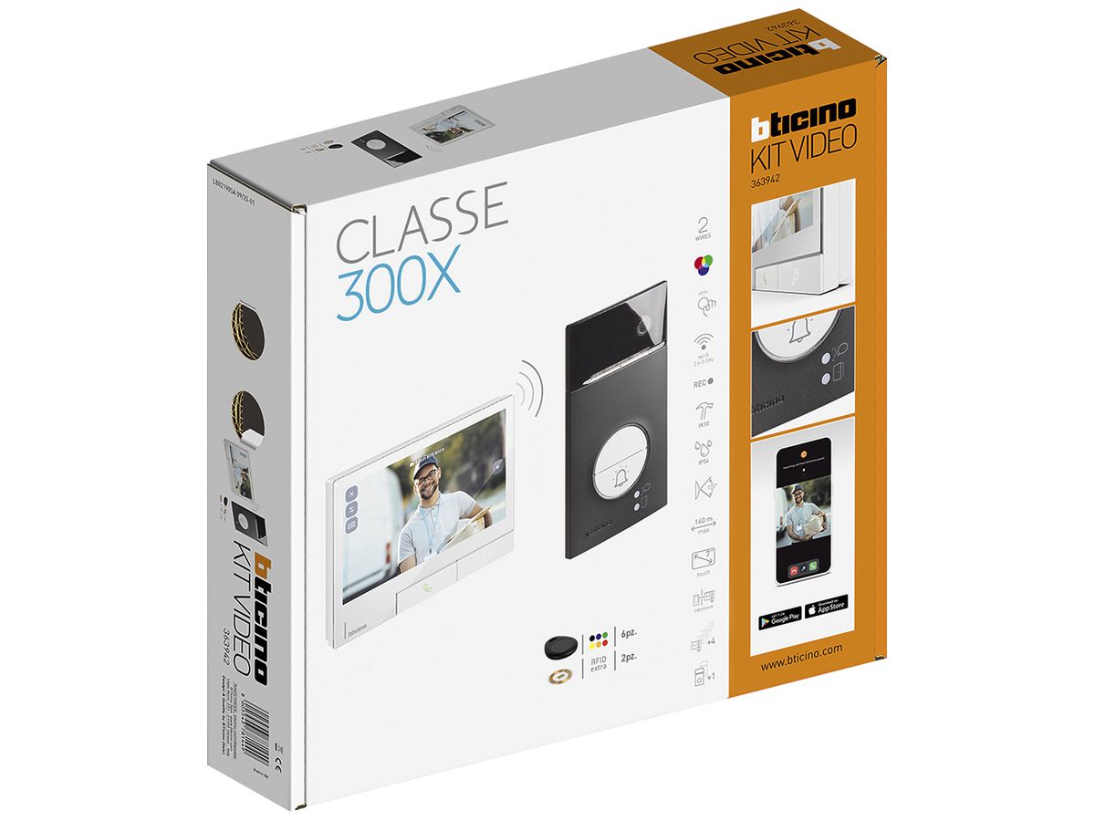 Türsprech-Set Video Bticino LINEA 3000 CLASSE 300X 2-Draht weiss