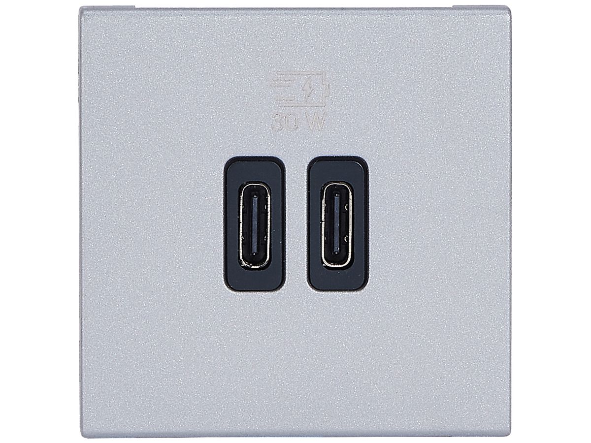 EB-USB-Ladesteckdose Legrand MOSAIC 2×USB-C 3000mA OUT:5V Aluminium
