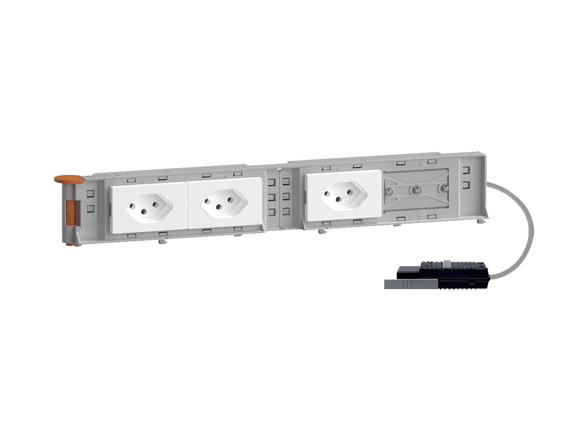 Geräteträger Hager BKG 3×Typ 13 10A 250V 60×342mm Rundkabel weiss