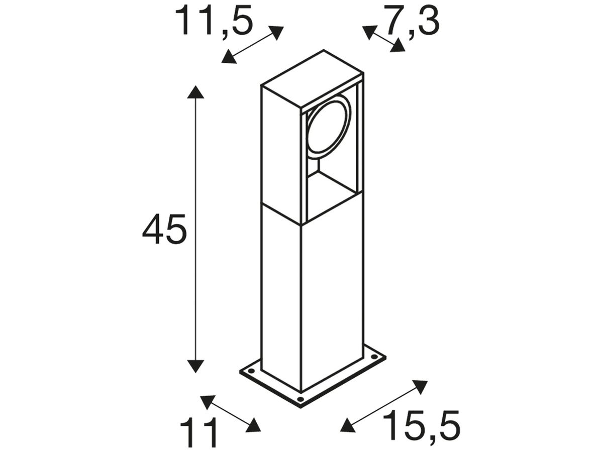 LED-Pollerleuchte SLV ESKINA FRAME 45 FL 15W 3000/4000K 1100lm IP65 anthrazit