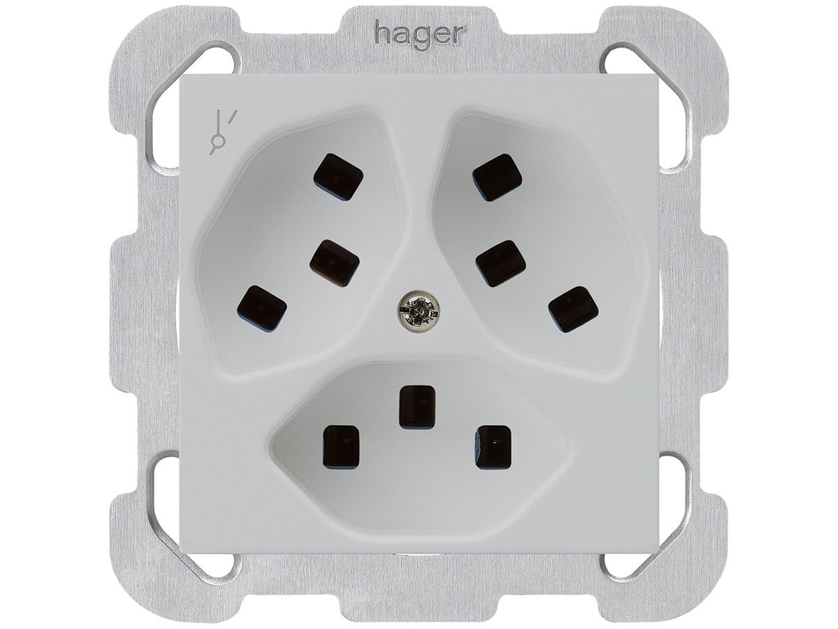 UP-Steckdose Hager kallysto 3×T23 1×S B lichtgrau