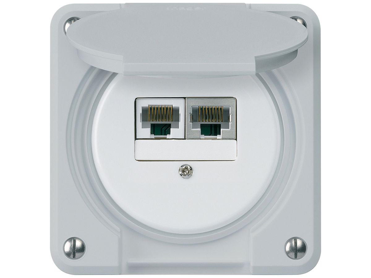 UP-Anschlussdose robusto IP55 grau 1×RJ45/s 1×RJ45/u getrennt für Kombination