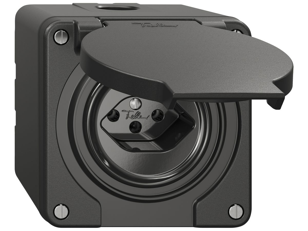 AP-Steckdose NEVO SNAPFIX® 1×T13 10A 250V 87×87×70mm IP21 sz