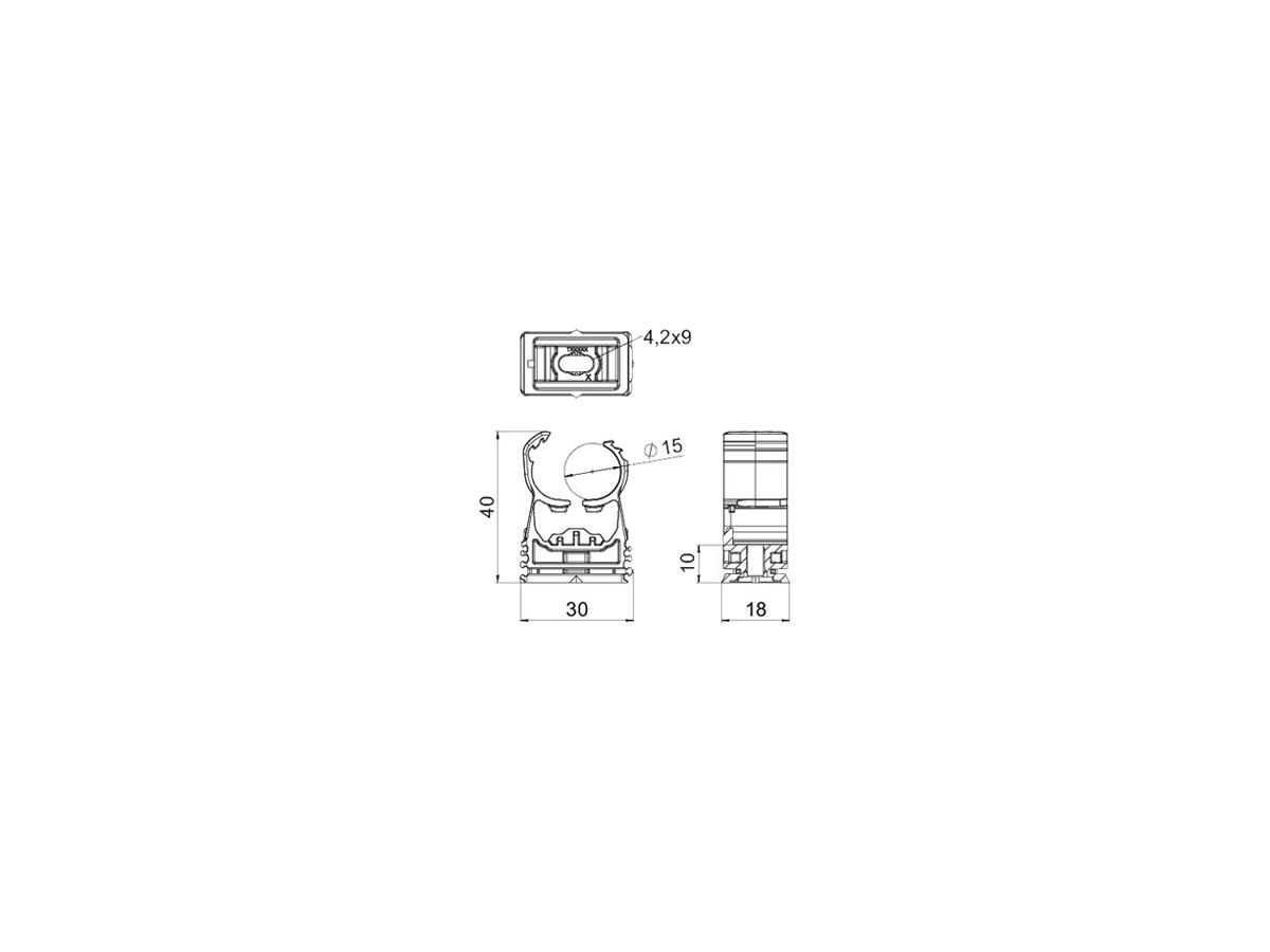 Rohrschelle BET proQuick PQ-15 LGR Ø14…16.5mm 1 Schraubloch PA -15…60°C lgu