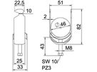 Schnellverleger BET 2056 H-Fuss Metall 40…46mm 1×Kabel A2 1.4301