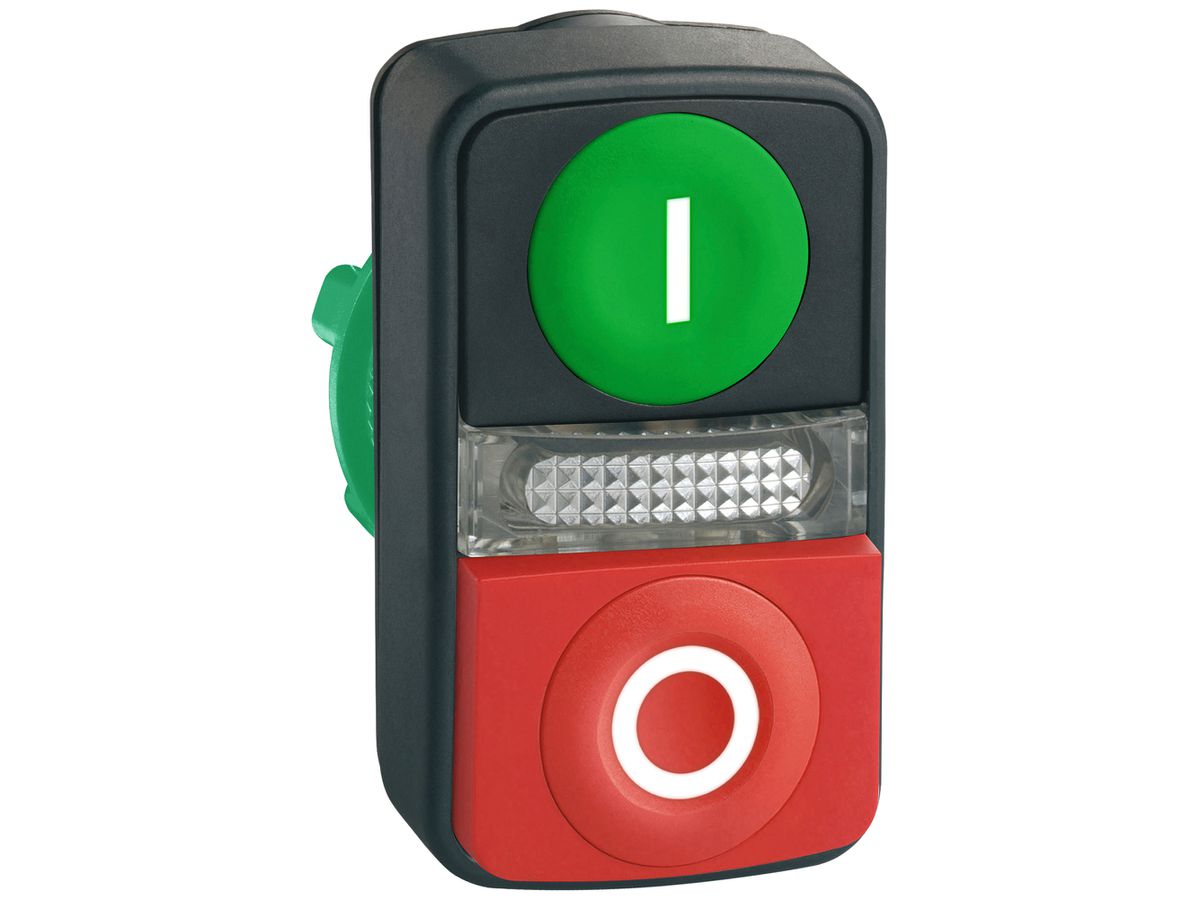 Drucktastervorsatz Harmony XB5 rt/gn Ø22.5mm hoch front.IP66 beschrift.I/O