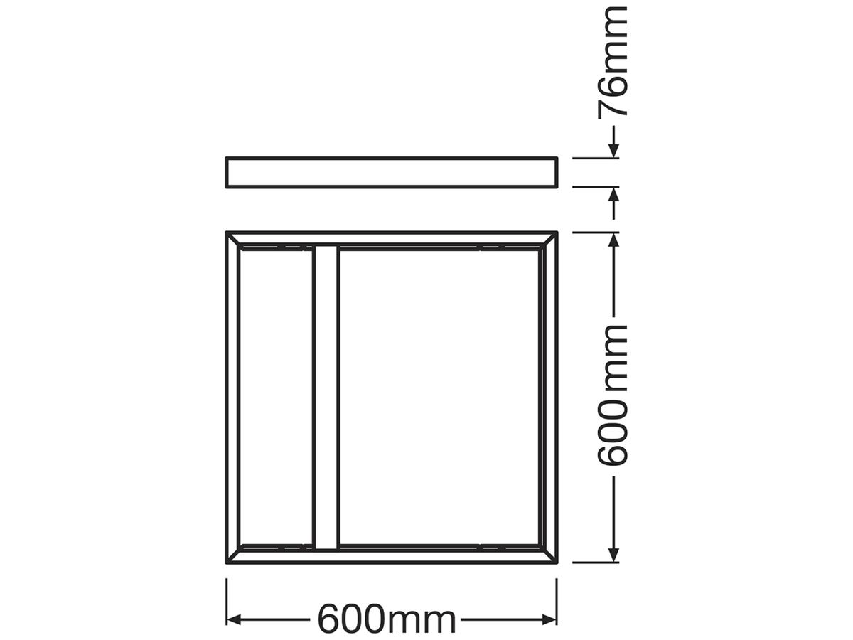 Anbaurahmen LEDVANCE PANEL 600 Aluminium 600×600×76mm schwarz