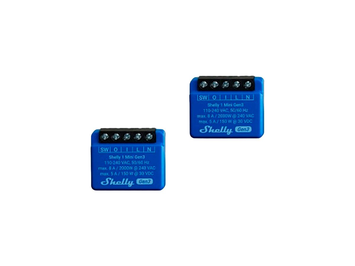 EB-RF-Schaltaktor Shelly 1 Mini Gen3 Wi-Fi/Bt 1-Kan 240V 2Stk