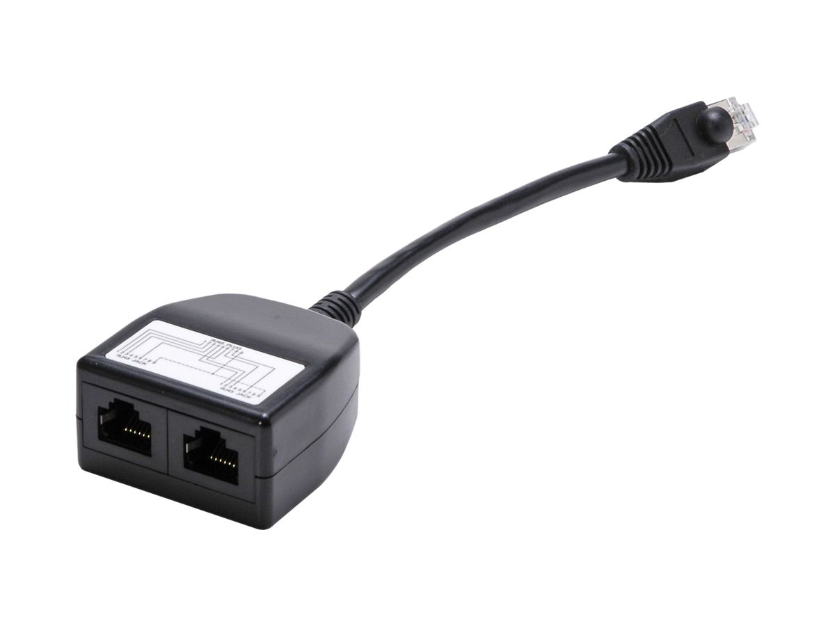 Y-Adapter RJ45m/2×RJ45f STP, schwarz