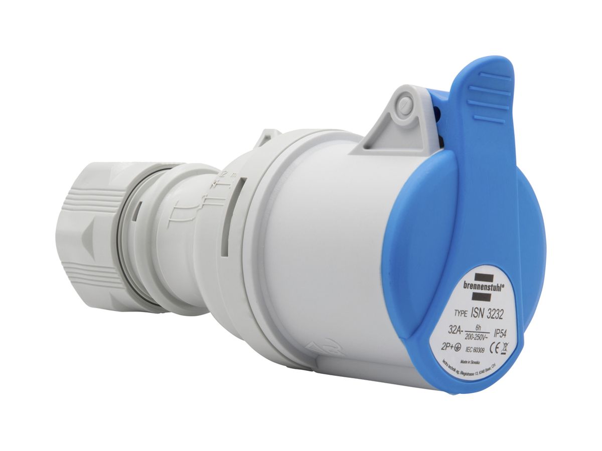 Kupplungssteckdose Brennenstuhl CEE 32A 2L+PE 230V 6h blau Ø74×171mm IP44