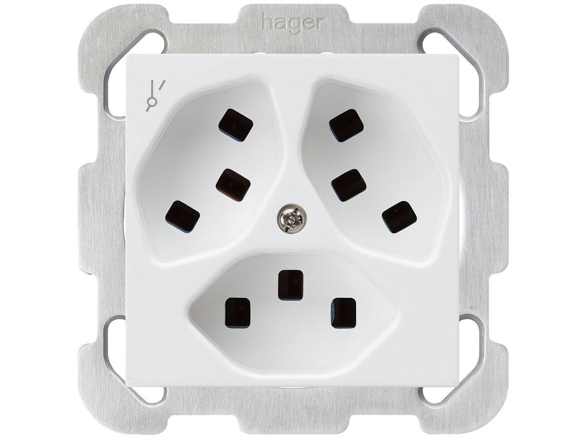 UP-Steckdose Hager kallysto 3×T23 1×S B ultraweiss