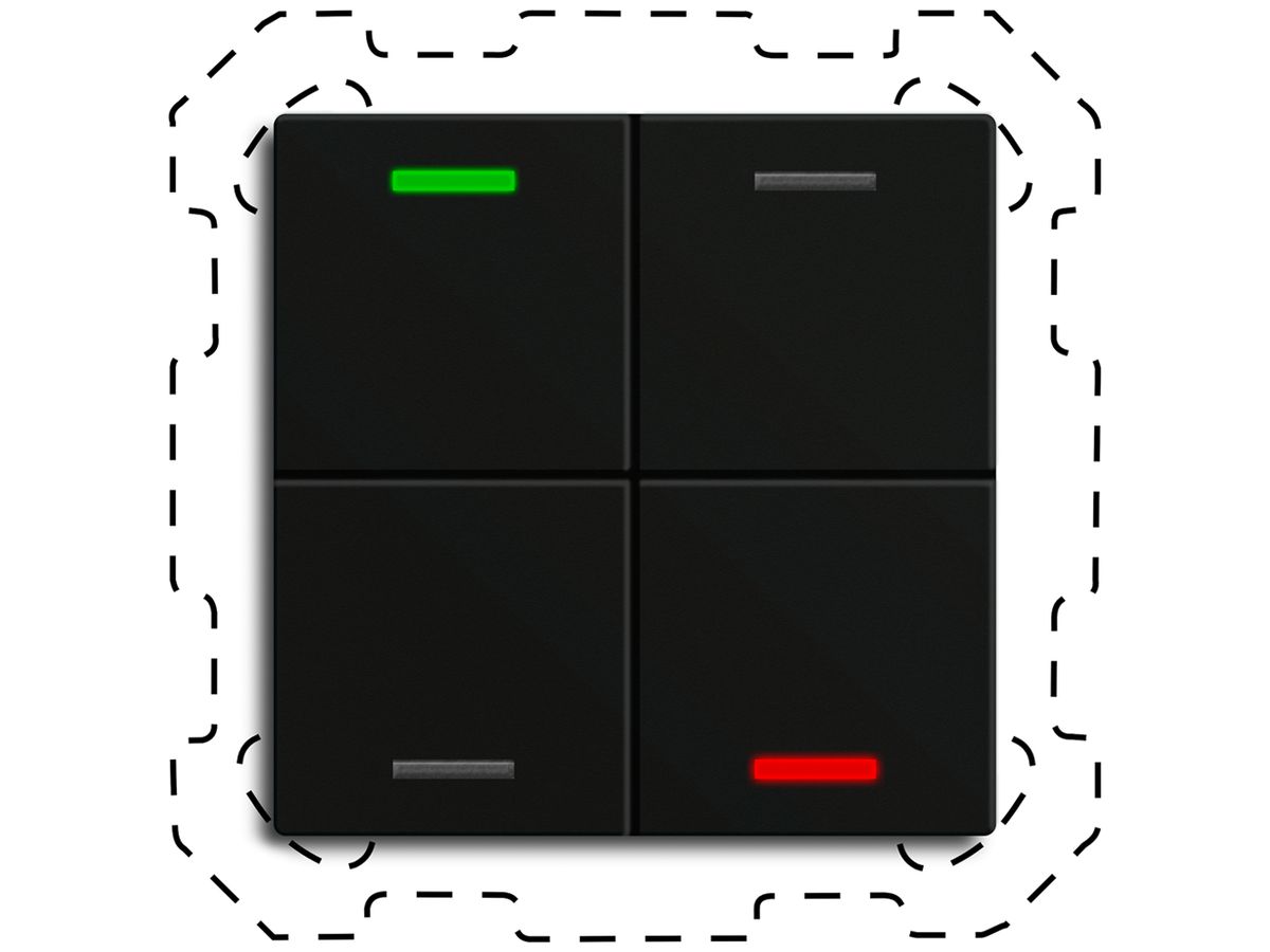 EB-Taster KNX RGBW MDT BE-TAL600416.01 4T/4B schwarz matt "neutral"