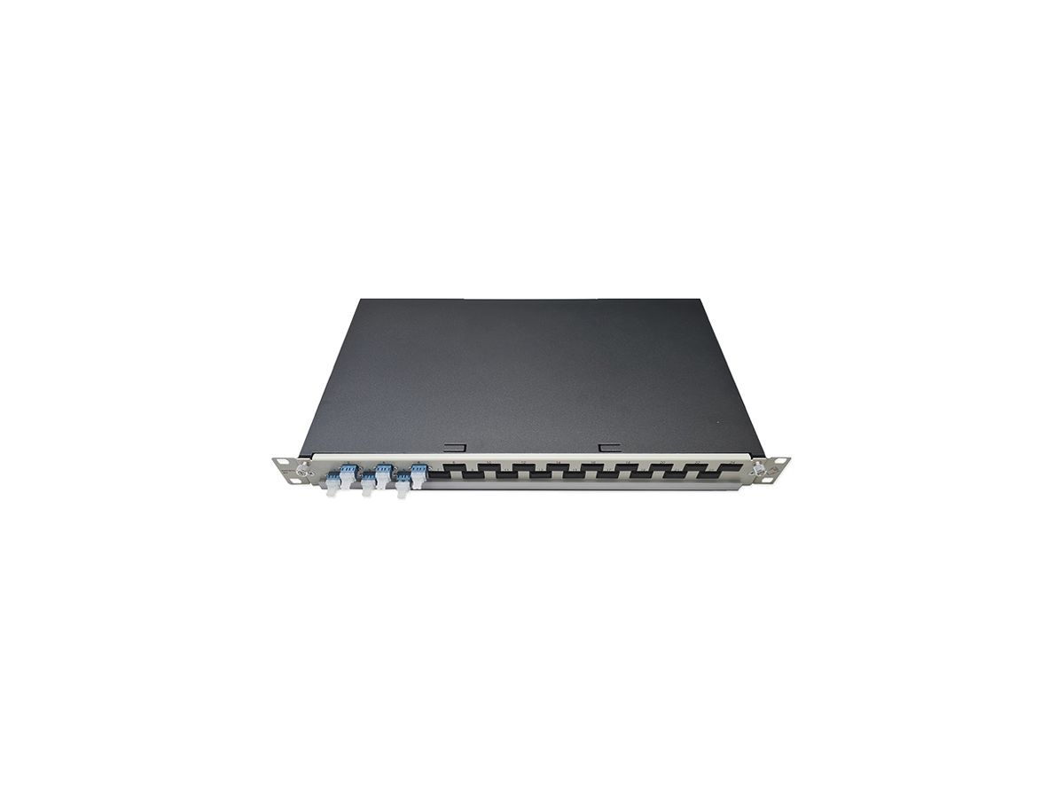 Breakoutbox 19" Dätwyler OV-SO 6×LCD/PC blau OS2 versetzt 1HE grau