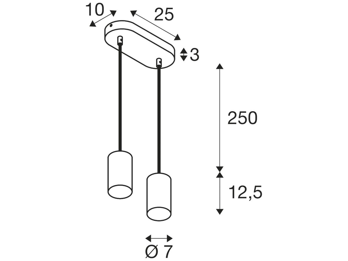 Pendelleuchte SLV ASTO TUBE GU10 2×10W direkt Ø70×125mm weiss
