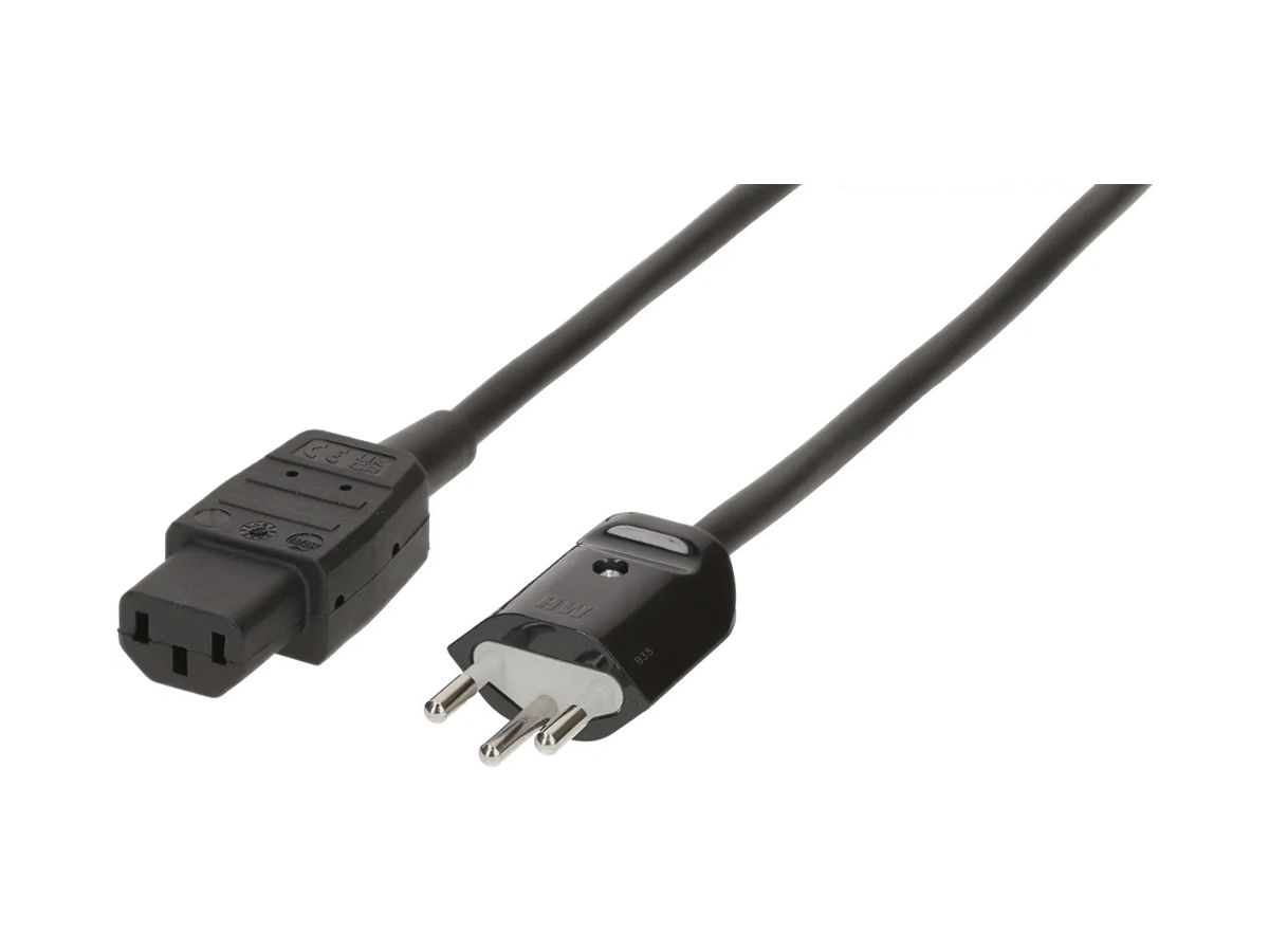 Apparatekabel MAX HAURI Td 3×1mm² 2m schwarz Stecker T12/C13