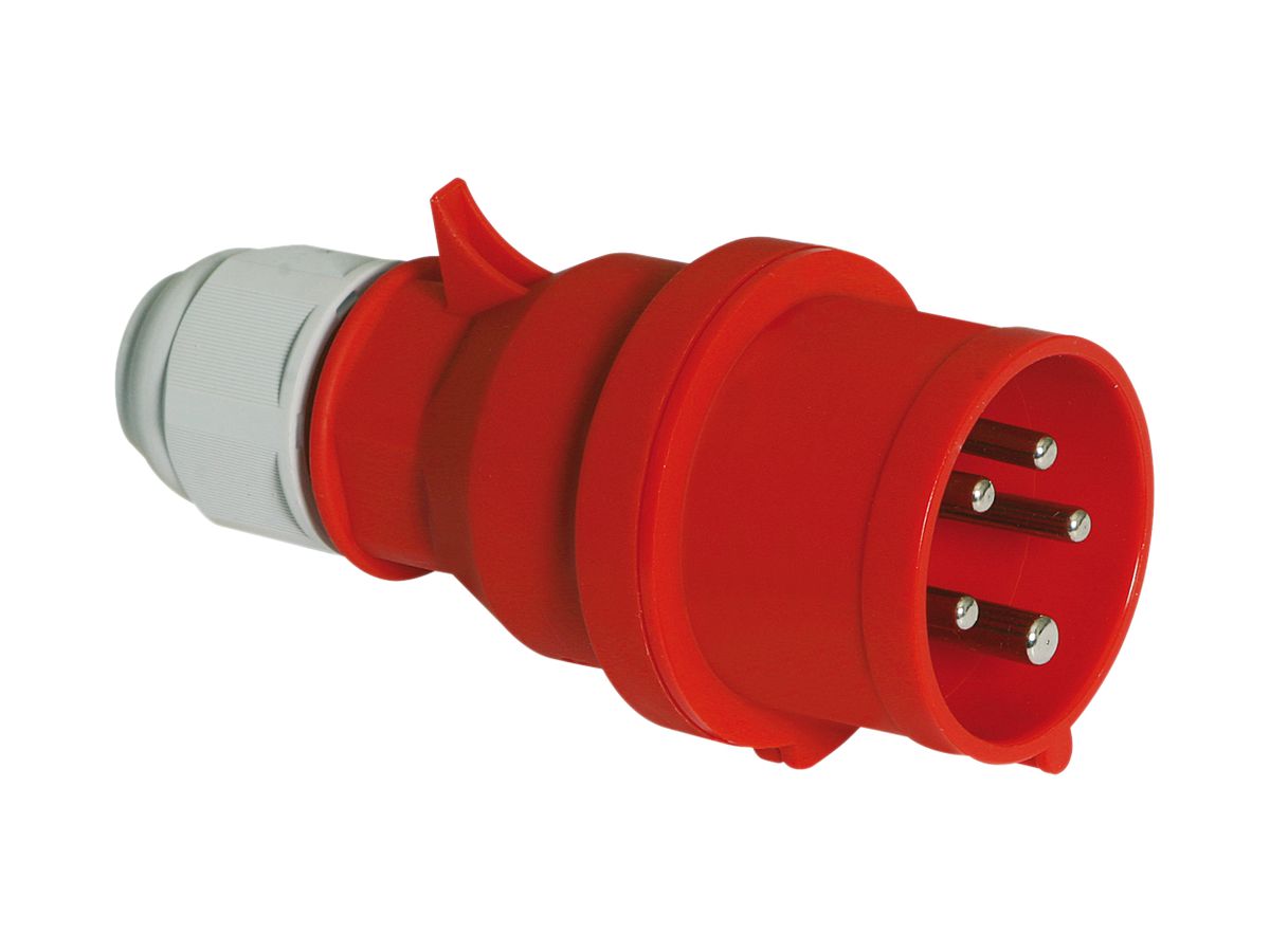 Stecker CEE Bals 5P 16A 400V 6h rot IP44 vernickelt QC.TE-Plus