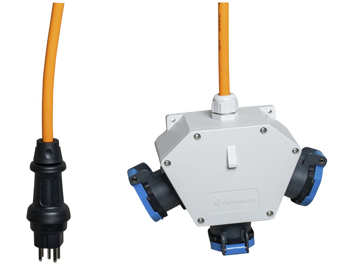 Kreuzverteiler DEM DB34225 3×T13 1.5m 5×1.5mm² Stecker T15