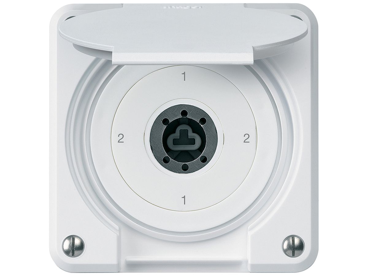 UP-Schlüsselschalter robusto IP55 mit Klappdeckel ohne Zylinder S3/1P weiss