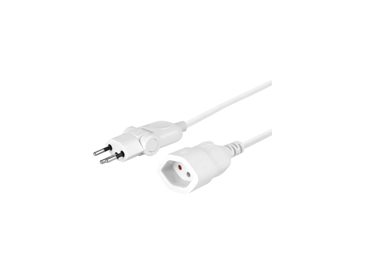 Verlängerungskabel A. Steffen PVC 10A 250V 3×1mm² Typ 12 ↔ Typ 13 0.5m weiss