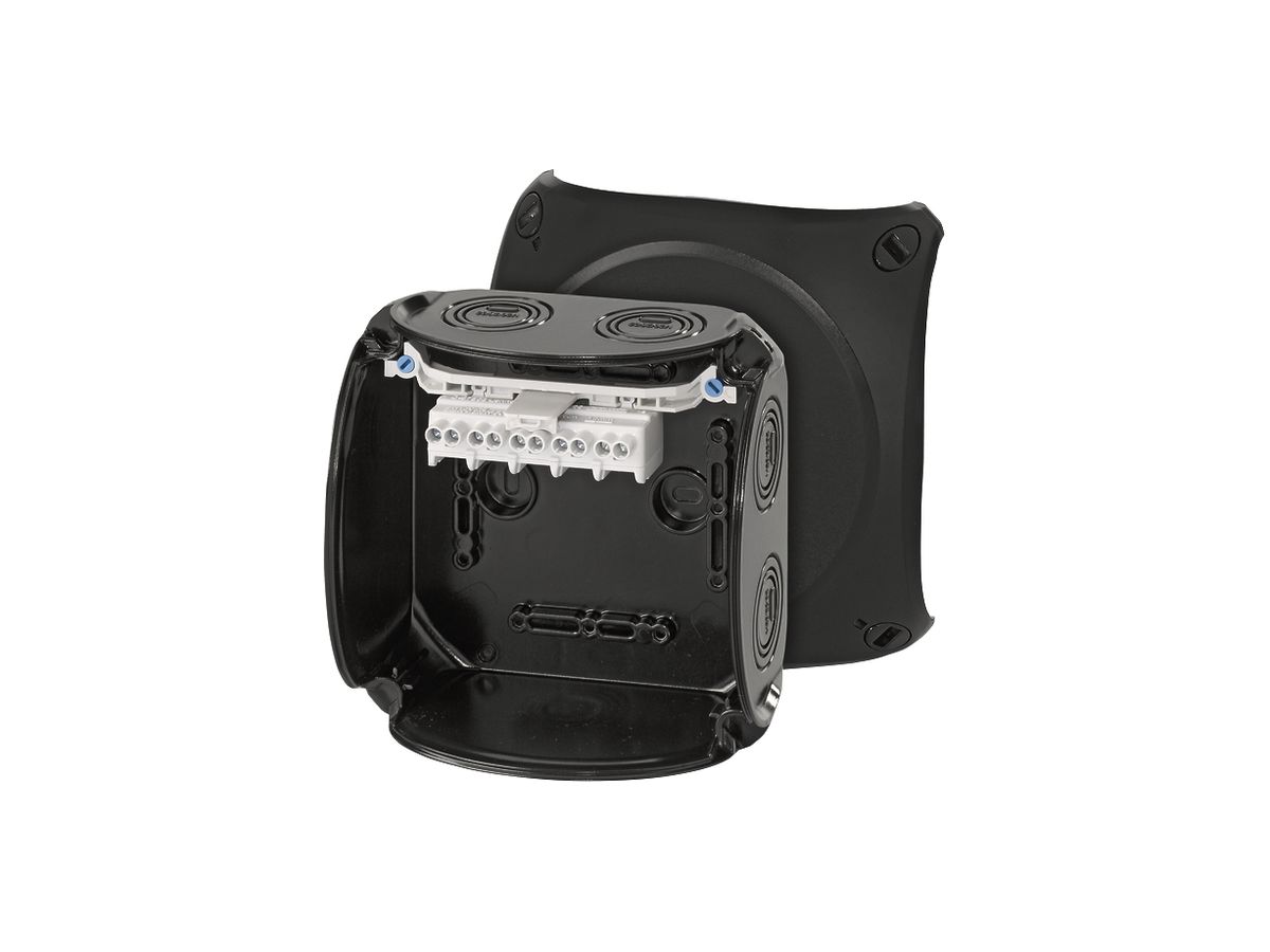AP-Abzweigdose Hensel KF B mit Klemmen 5×4mm² schwarz