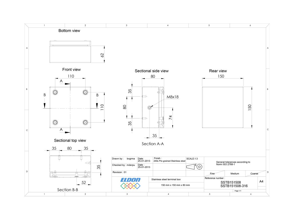 Klemmenkasten nVent HOFFMAN SSTB 150×150×80mm IP66 grau