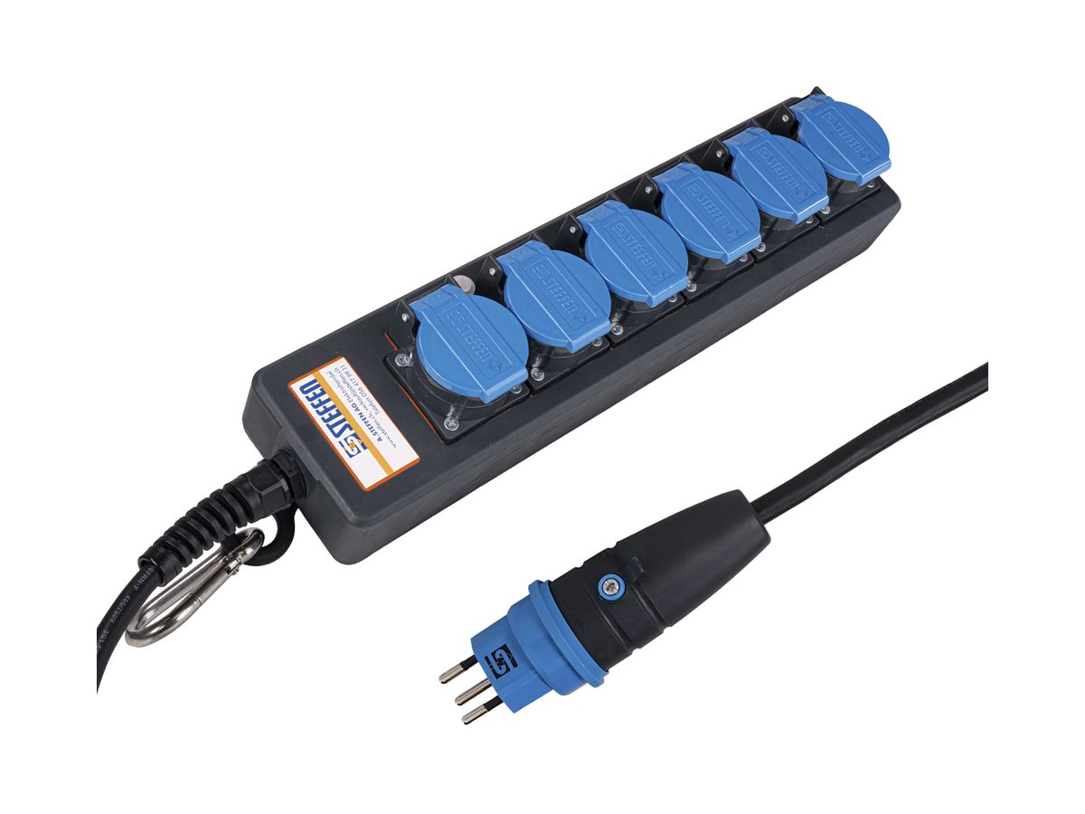 Steckdosenleiste Steffen PROFESSIONAL 6×T13 5m schwarz