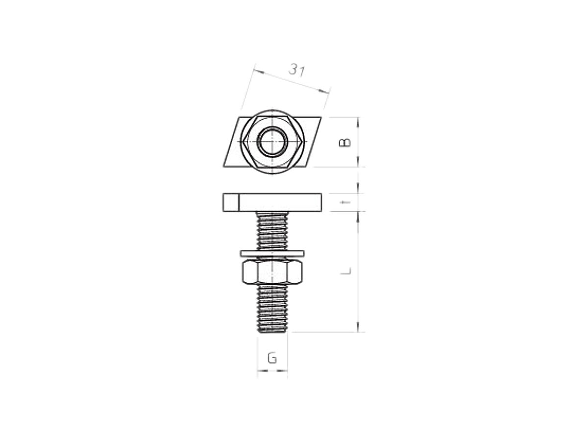 Hakenkopfschraube Bettermann für Profilschiene MS5030 M10×30mm Stahl Zinklamelle