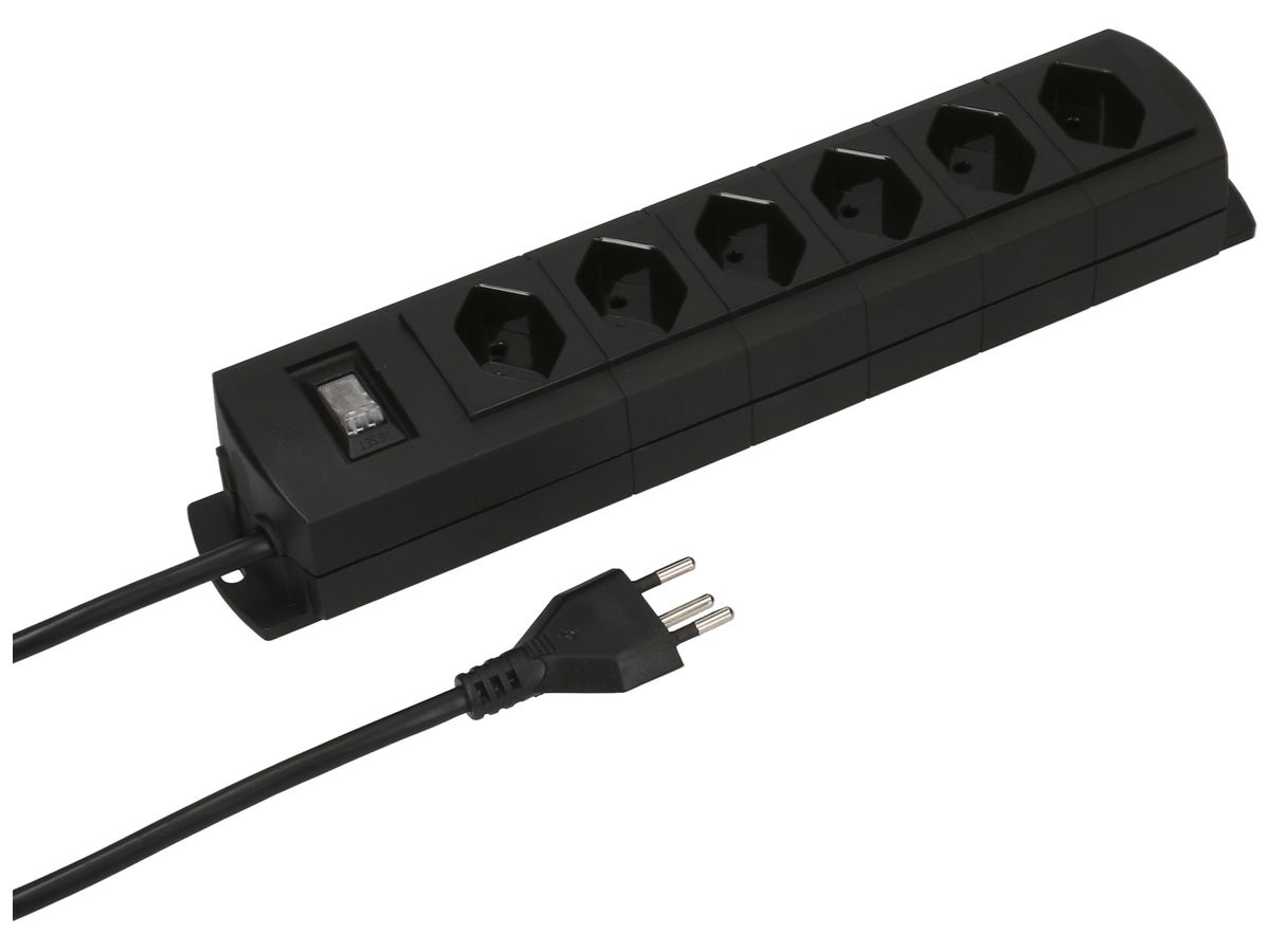 Steckdosenleiste MH 6×T13 Prime-Line Td 3×1mm² 3m schwarz Schalter