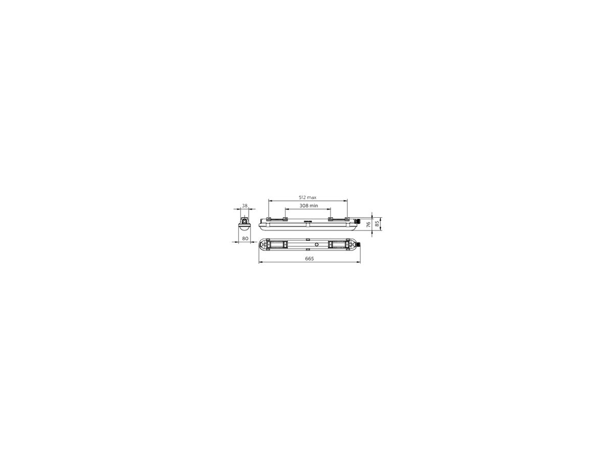 LED-Feuchtraumleuchte CoreLine WT120C 25W 4000lm 840 IP65 665mm grau