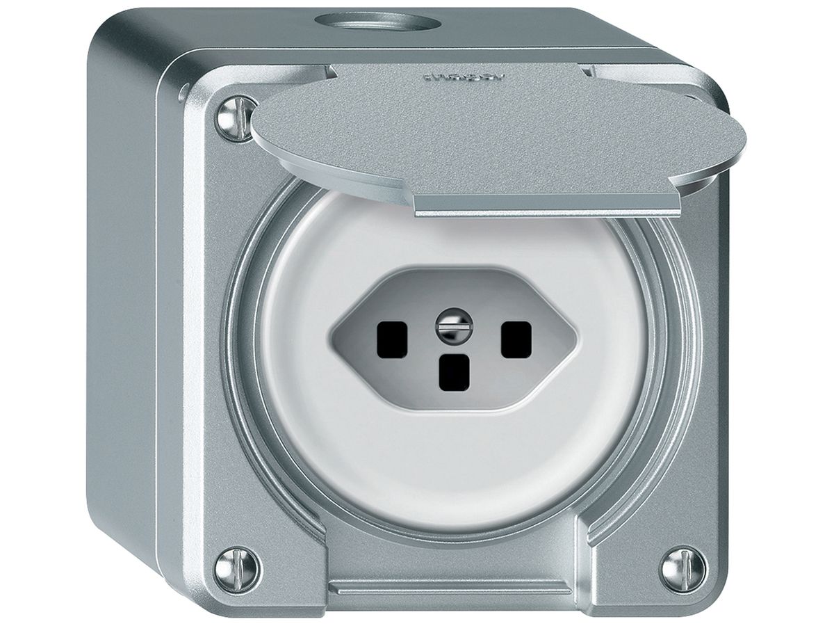 AP-Steckdose robusto 1×T23 16A 250V 86×86mm IP21 Aluminium