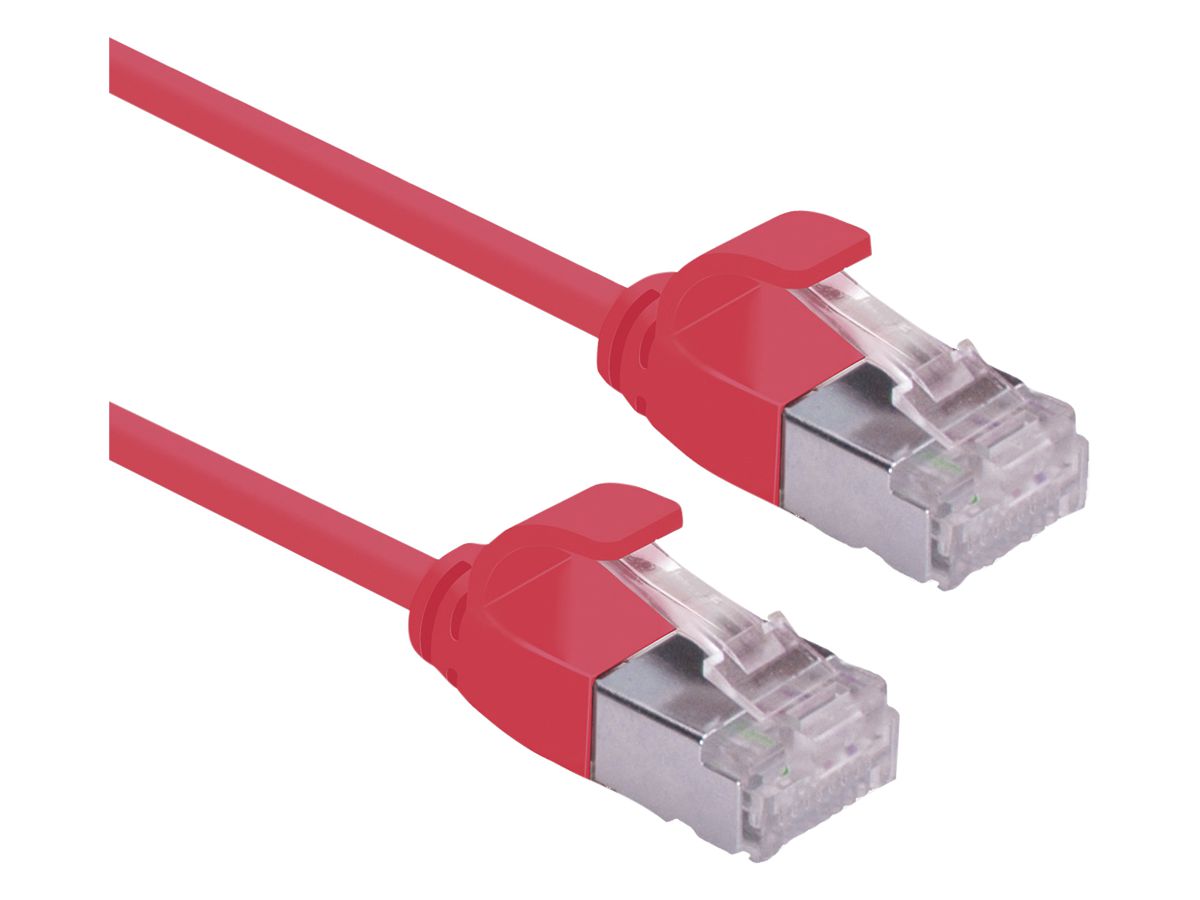 Patchkabel RJ45 ROLINE slim, Kat.6A (TIA) U/FTP, AWG32, LSZH rot, 0.3m