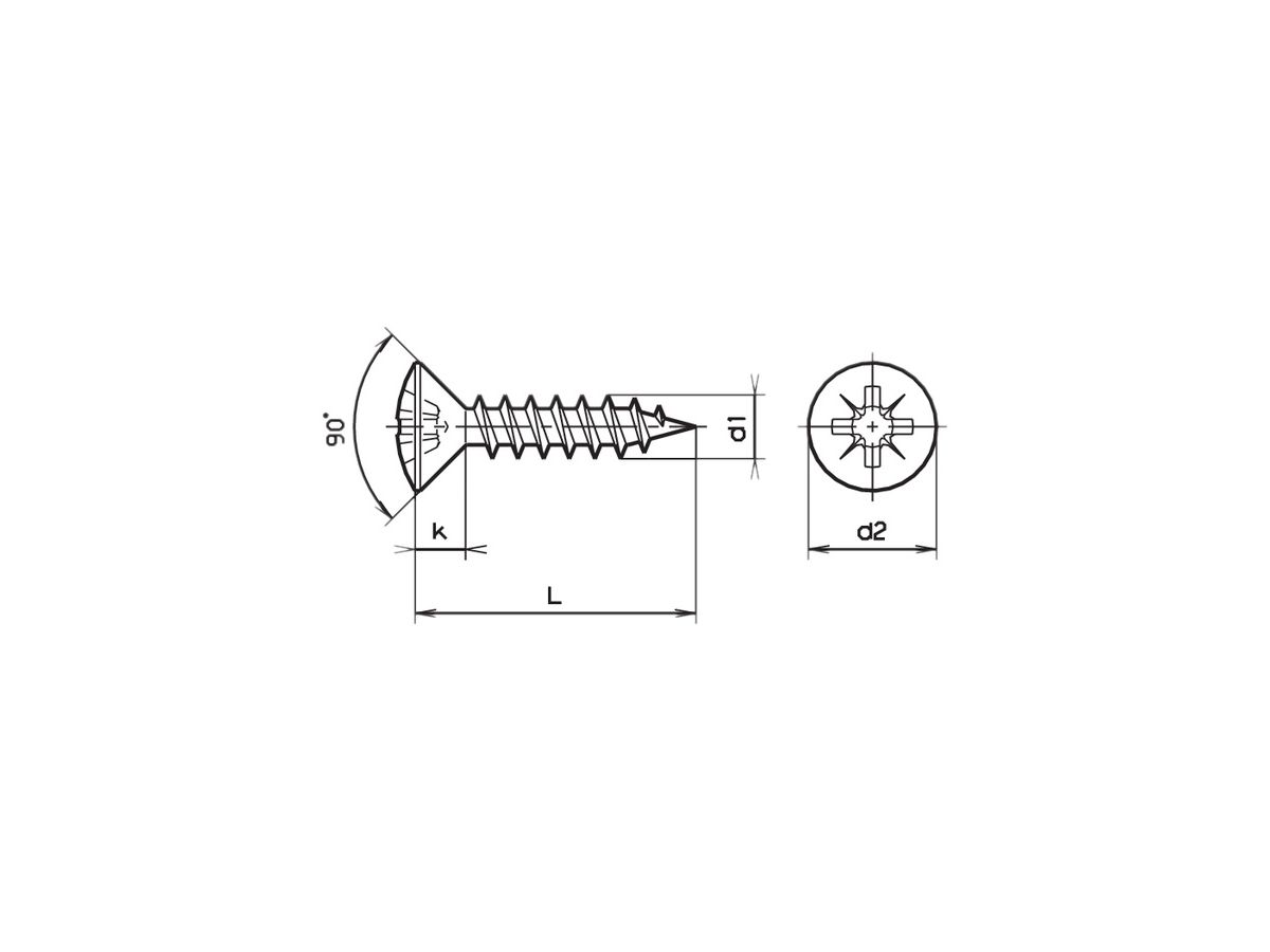 Linsenkopf-Spanplattenschraube Pozidriv 3.5×35mm verzinkt