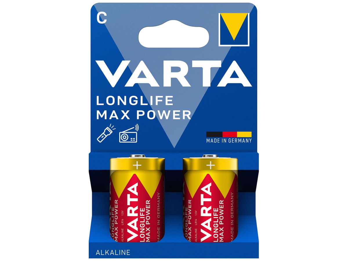 Batterie VARTA Consumer Longlife Max Power C Alkali-Mangan 1.5V Blister à 2 Stk