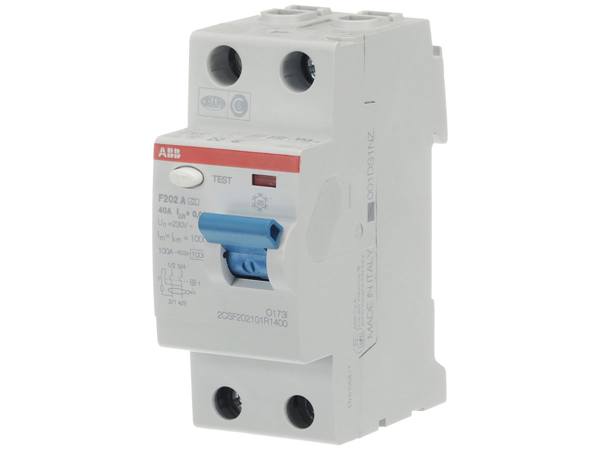 Fehlerstromschutzschalter ABB 30mA 40A 1P+N F202A-40/0.03