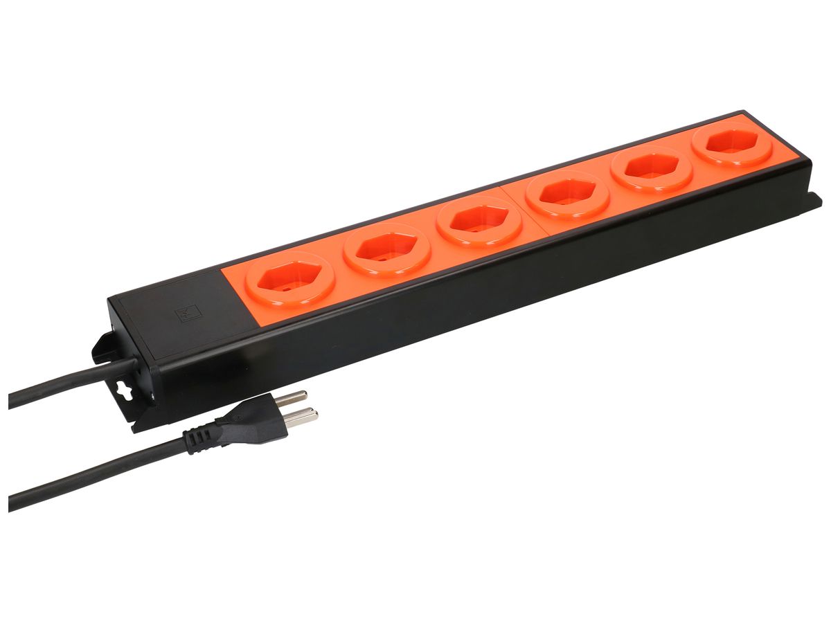 Steckdosenleiste MH POWER LINE 16A 6×T23 3m schwarz-orange