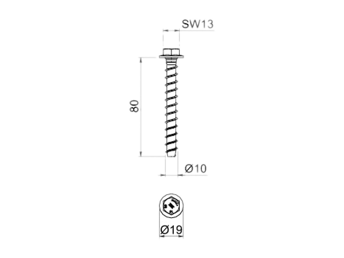 Brandschutzschraubanker Bettermann SW 13 10×80mm Stahl galvanisch verzinkt