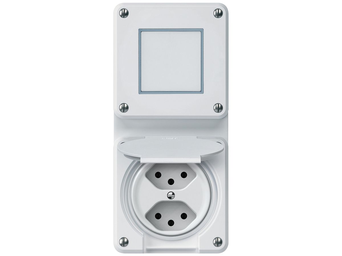 UP-Kombination robusto Wechselschalter Steckdose 2×T13 86×146mm weiss