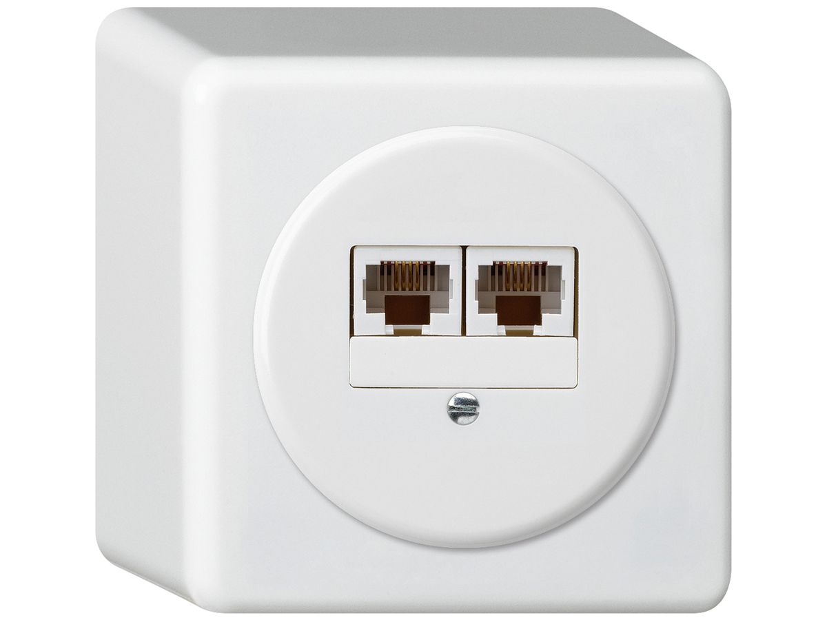 AP-Anschlussdose basico 2×RJ45u parallel weiss