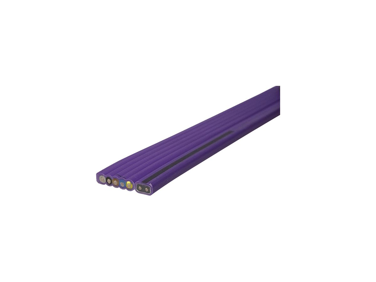 Flachkabel Woertz Combi 5×2.5+2×1.5mm² PVC lila mit schwarzem Streifen Eca