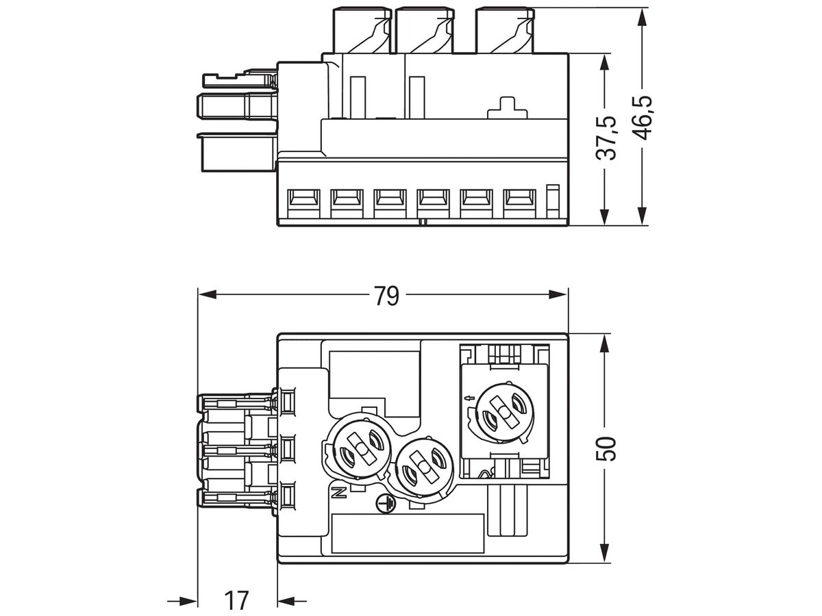 Steckvorrichtung WAGO mit Buchse 3L grau für Steckverbinder und Verteiler