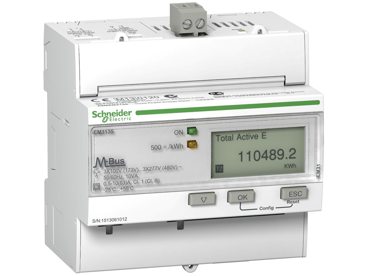 REG-Energiezähler Schneider Electric iEM3135 MID 3P+N 63A M-Bus Import/Export