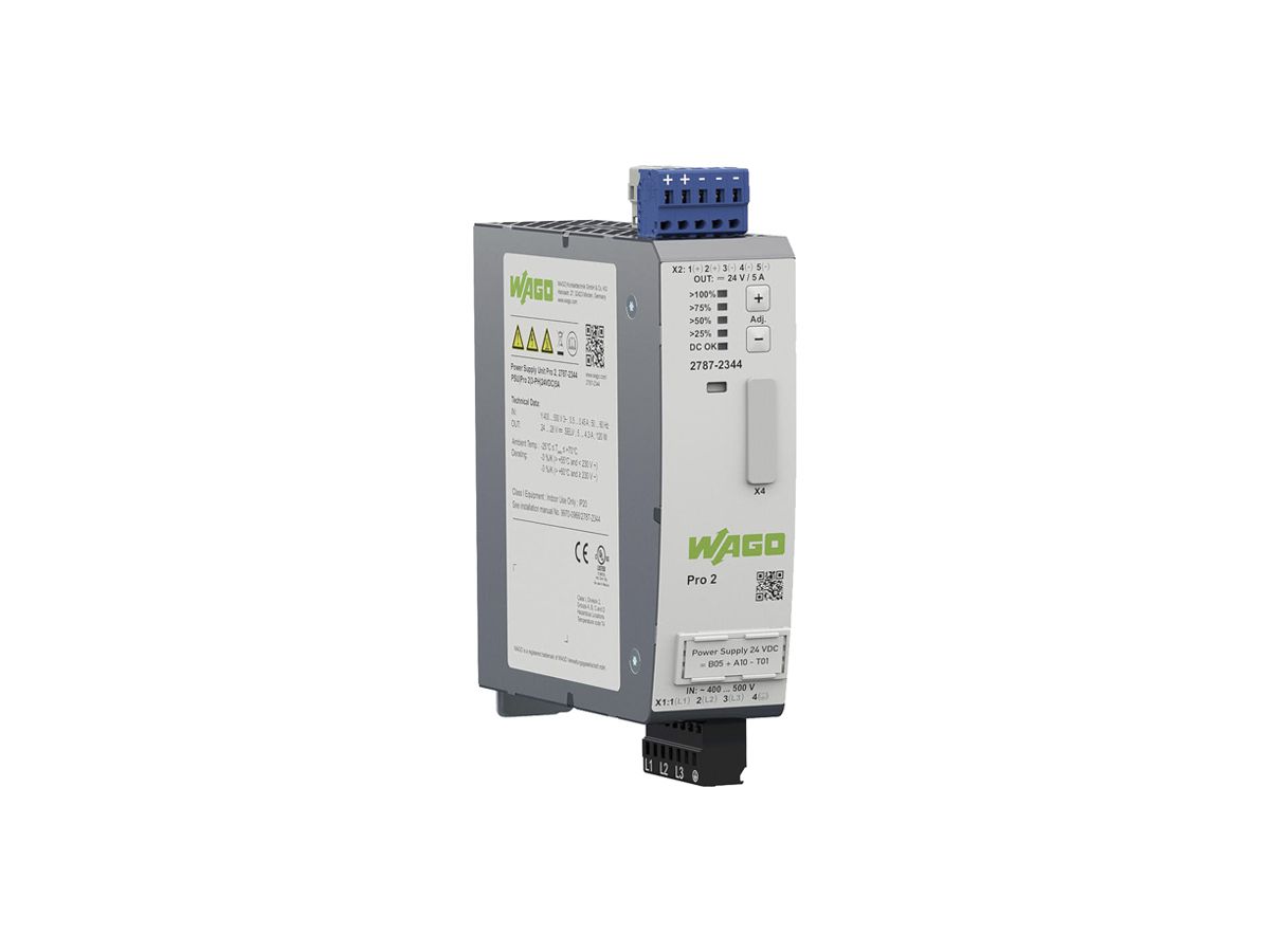 EB-Stromversorgung WAGO Pro 2 340…550V 480…780V 24…28V 5A 120W 3TE