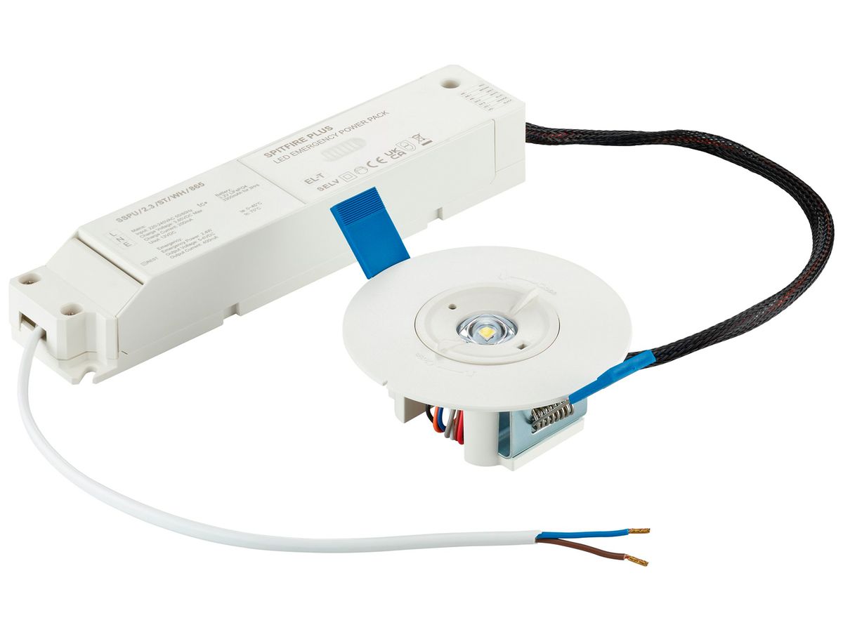 EB-LED-Sicherheitsleuchte Philips EM151B 3W 328lm 6500K bat 3h ST Ø95×31mm weiss