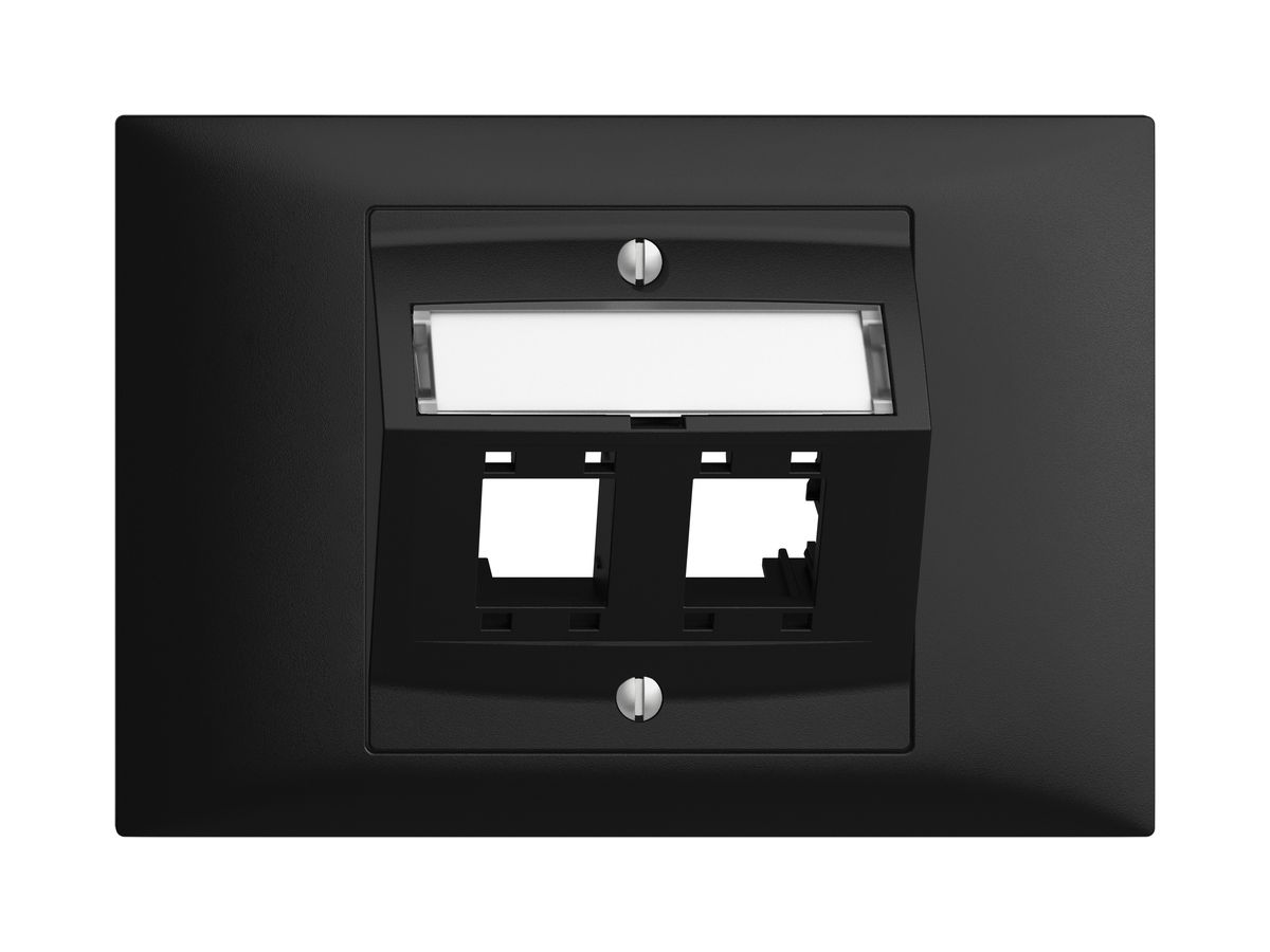 EB-Montageset EDIZIOdue BKE, mit Schrägauslasshaube, für 2×RJ45, schwarz