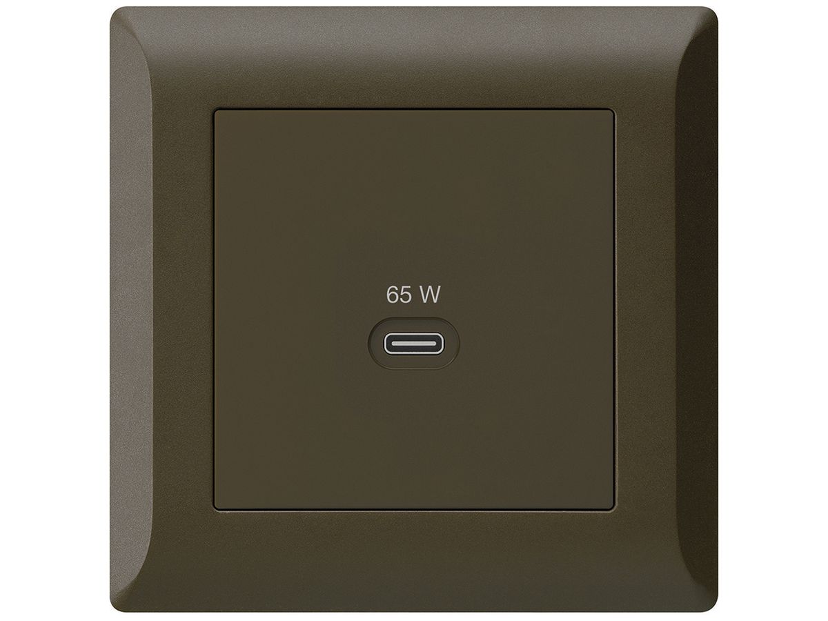 UP-USB-Ladesteckdose Hager kallysto.line Typ C 65W 3250mA braun