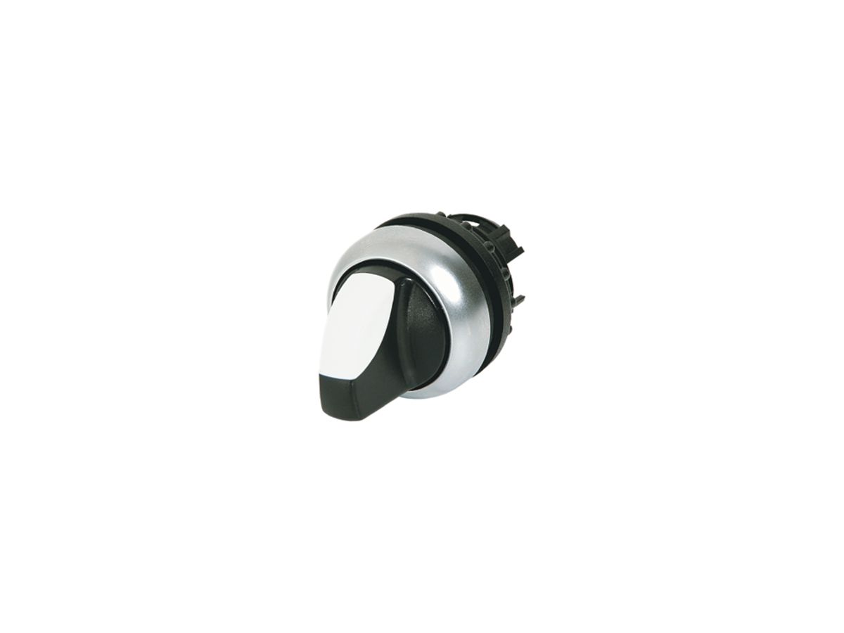 Leucht-Knebelgriff ETN RMQ 2 Stel.rastend schwarz/weiss, Ring verchromt