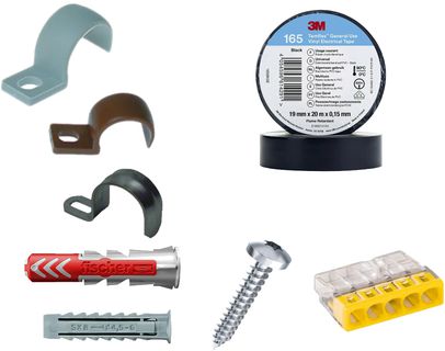 Briden, Dübel, Schrauben