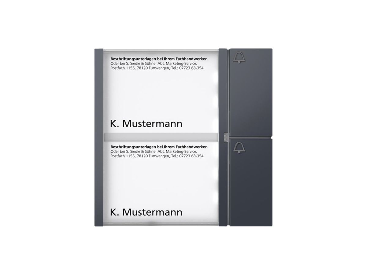 Tasten-Modul Siedle, mit 2 Namensschildern, 2 Ruftasten mit Glockensymbol, an