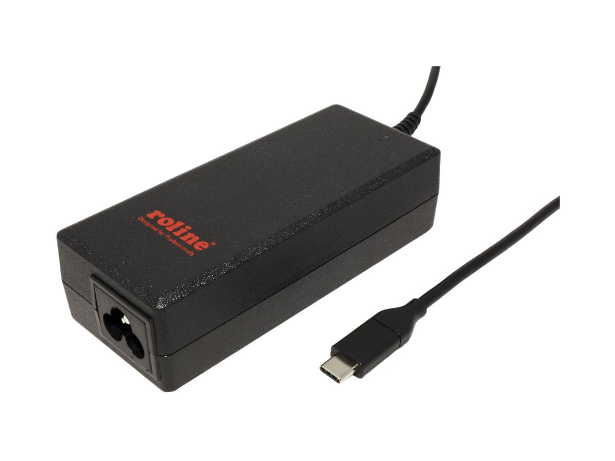 Netzgerät ROLINE, 1×USB C (PD/≤3250mA), 65W, Speisung über C6 100…240VAC
