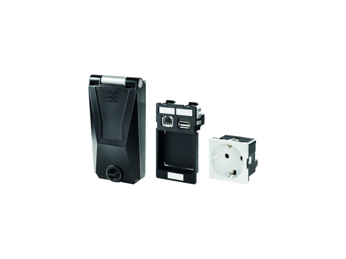 Set Weidmüller FrontCom Vario Kunststoff USB+RJ45+Steckdose DE
